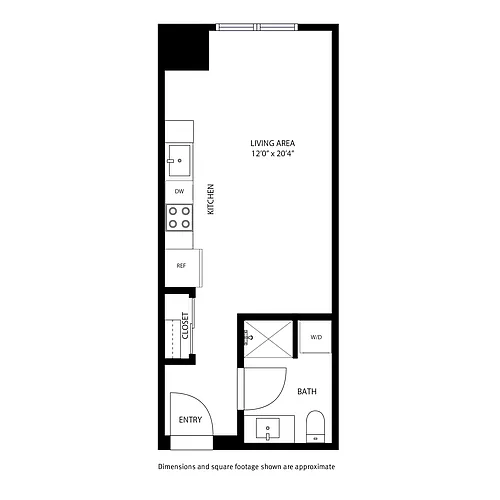 Floor plan Studio / 1 Bath
