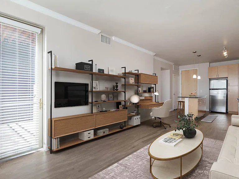 Living Area and Kitchen with Hard Surface Flooring