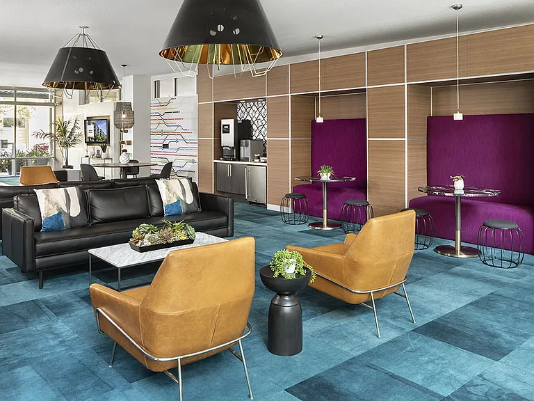 Apartment community Resident Lounge at Griffis Union Station in Denver, Colorado.