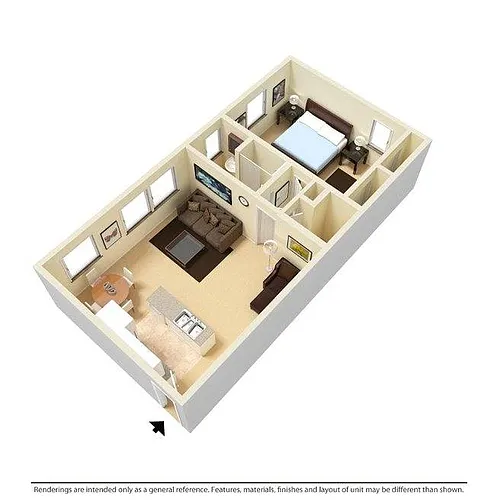 Floor plan 1 Bedroom/1 Bathroom