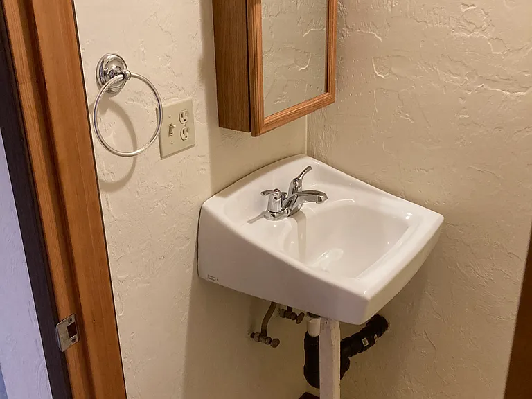 Lower level toilet and sink