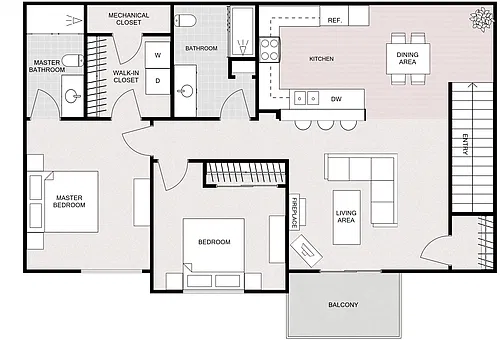 Floor plan Two Bedroom Two Bathroom - Upper