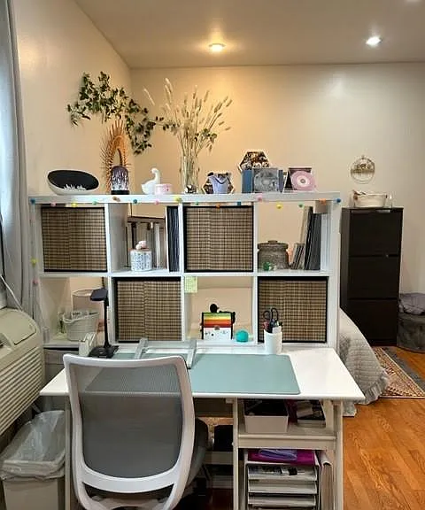 Layout works great to separate! 
Desk Space