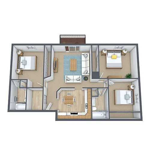 Floor plan Three Bedroom 32C