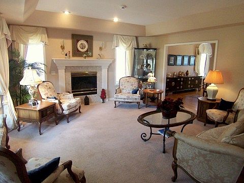 Formal Living Room w/ Thick, Plush Carpet & Fireplace