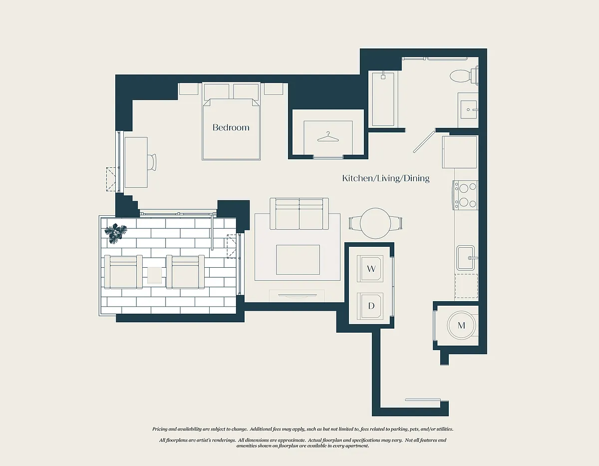 Floor plan 0 Bed - 1 Bath | S03