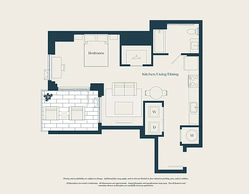 Floor plan 0 Bed - 1 Bath | S03