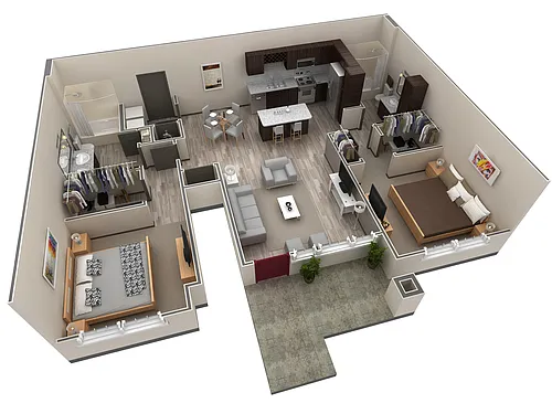 Floor plan 2 BR Grand Courtyard