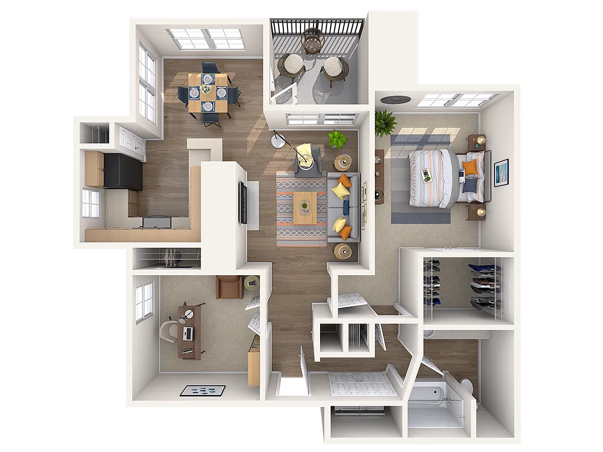 Floor plan B1- One Bed with Study