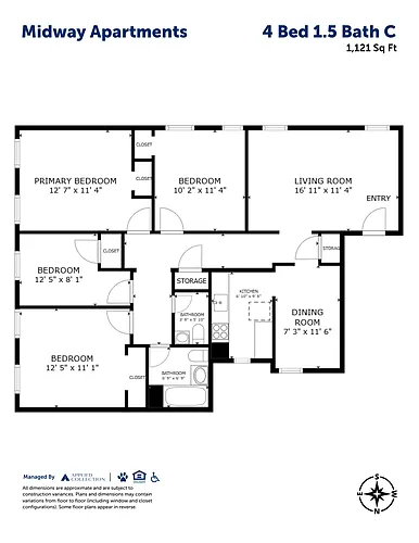 Floor plan 4 Bed 1.5 Bath C