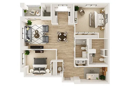 Floor plan Two Bedroom Two Bath 3
