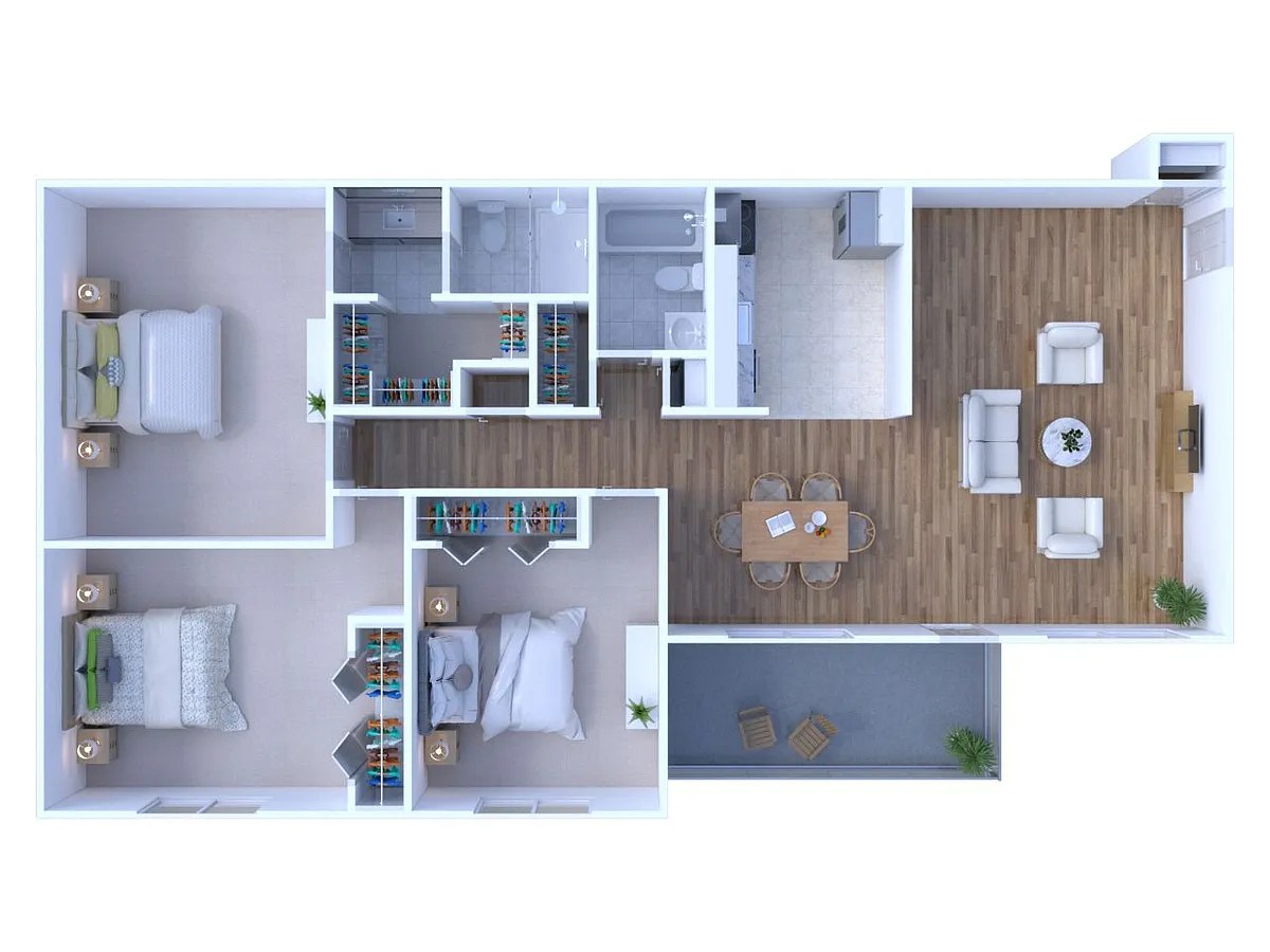 Floor plan 3 Bed 2 Bath | Classic
