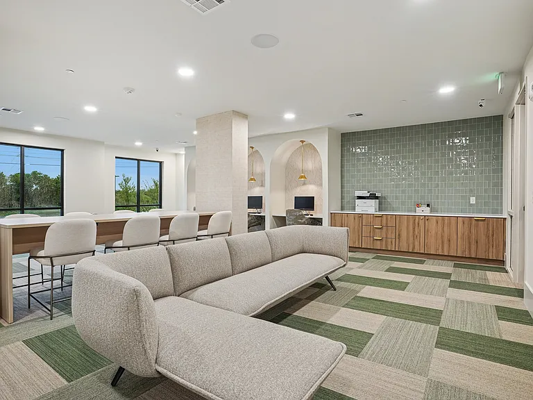 Coworking Lounge with Computers and Printer