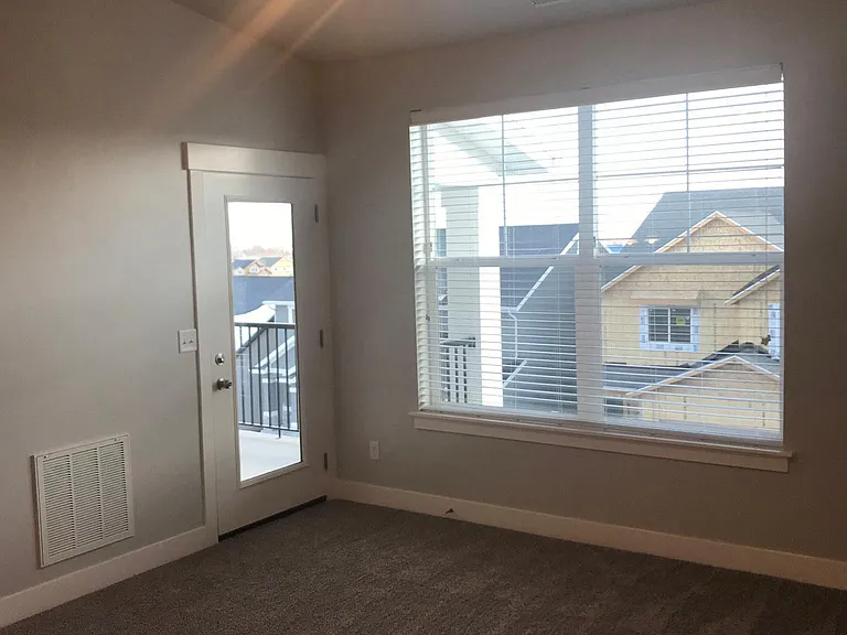 Living area and balcony entrance