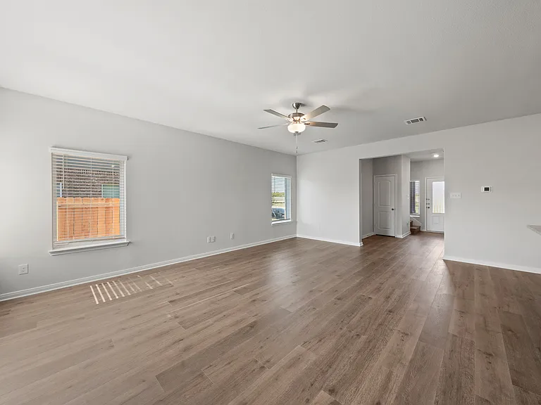 The family room has two large windows that let in great, natural light.