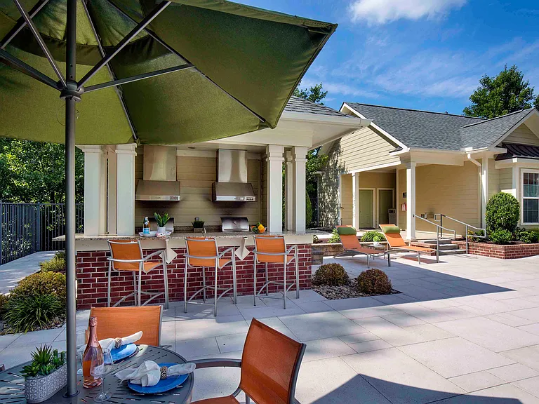 Poolside dining area
