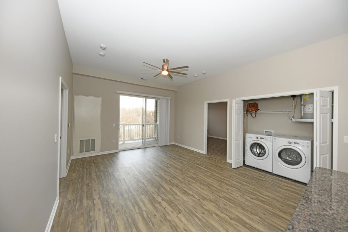 Living Room with Hardwood Style Flooring