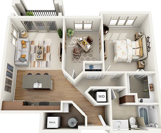 Floor Plan 1F | Wells Street Station | Apartments in Delafield, WI Floor Plan 1F | Wells Street Station | Apartments in Delafield, WI