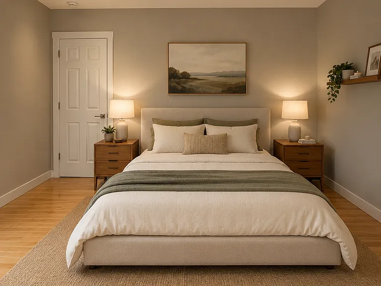 Digitally altered primary bedroom
