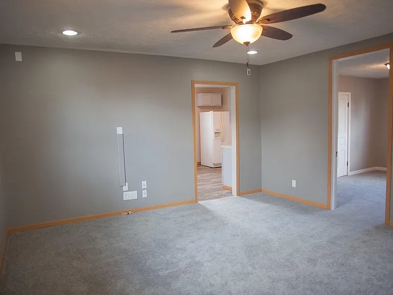 Living room with media multiple outlets.