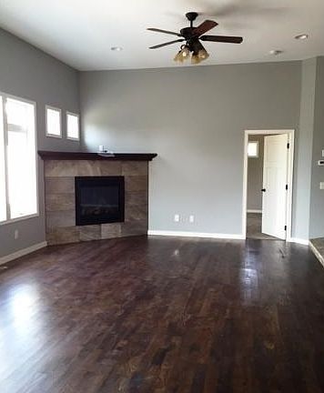 Great room with corner fireplace