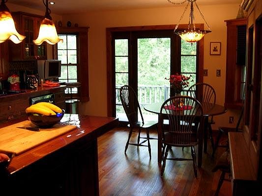 Kitchen north wall with door to deck