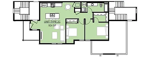 Floor plan 2 Bed 1 Bath