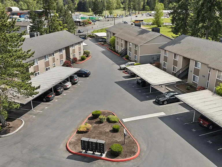 Aerial view of the center of our charming apartment community.