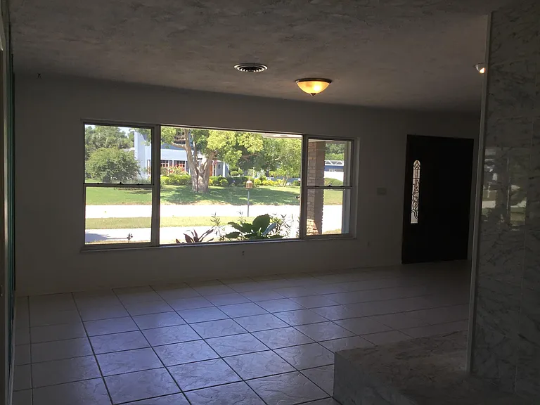 Front window in family room.