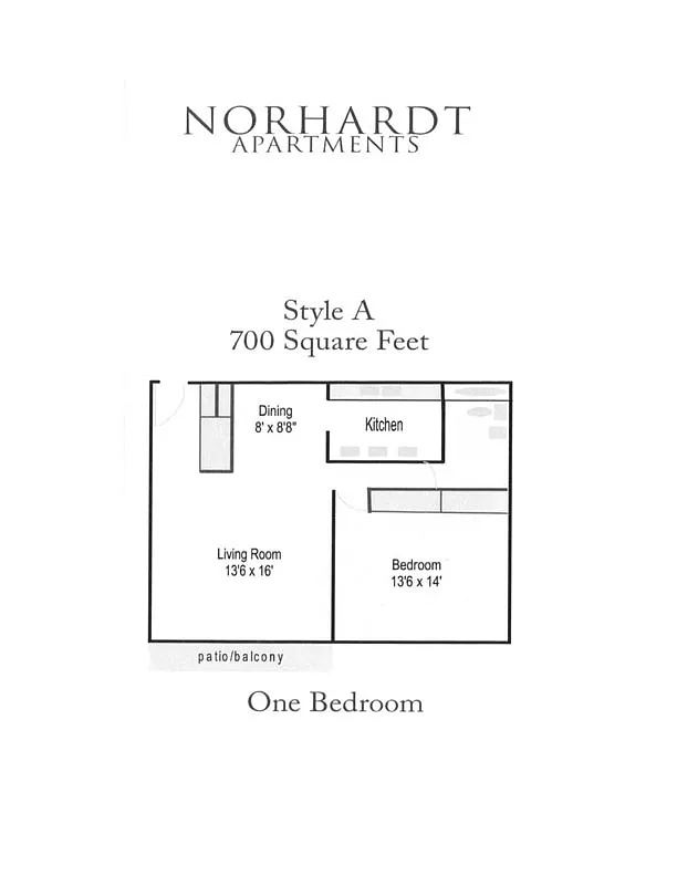 Floor plan 1 Bed 1 Bath Remodeled