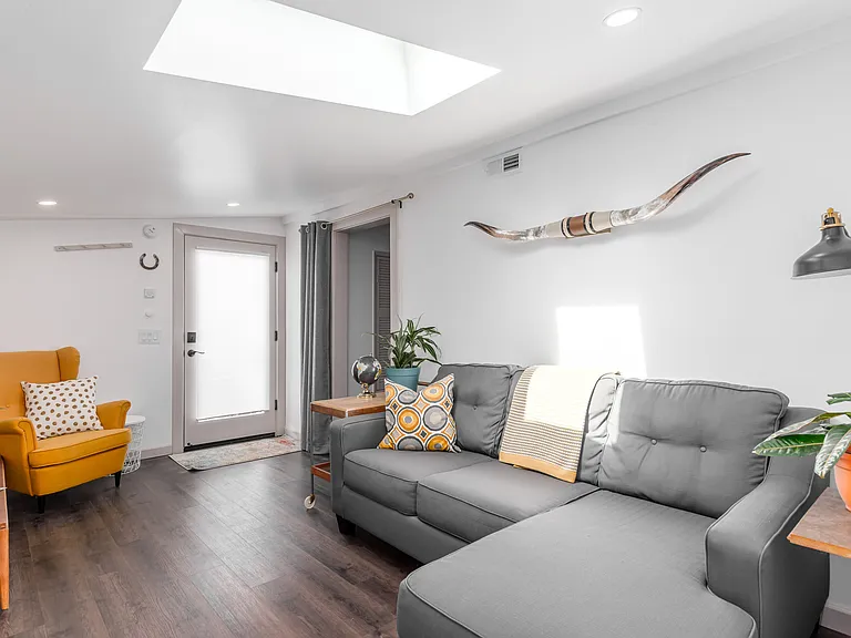Living room facing the front door