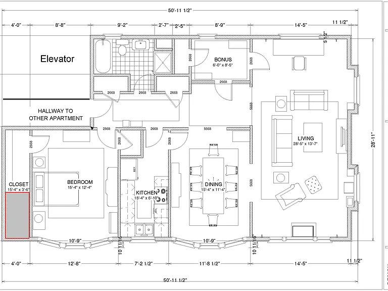 Copy of North facing units floor plan. Floor plan for #502 (South facing) is mirror image of this