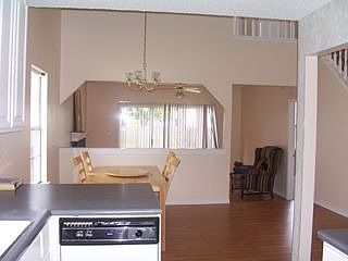 kitchen overlooking dining room
