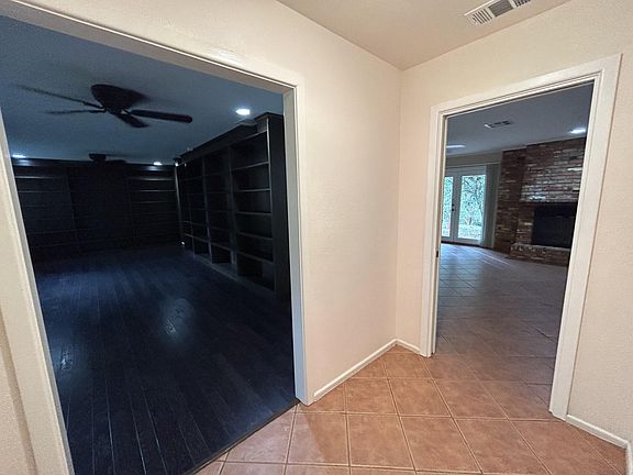 View from the entryway; two living spaces