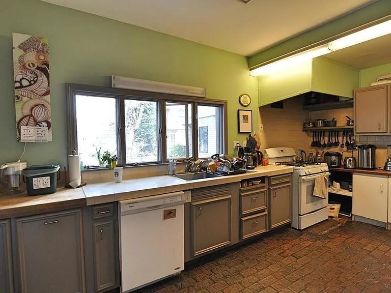 this is the old kitchen. currently being fully renovated with new cabinets, etc.