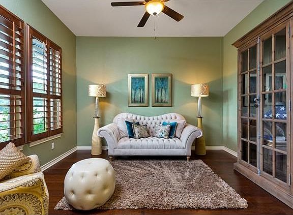 Office/study with plantation shutters.