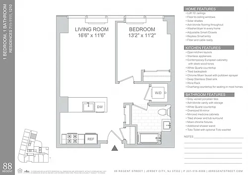 Floor plan 88 Regent- 1 Bed A19