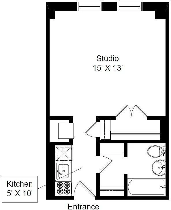Floor plan Standard South-facing Studio