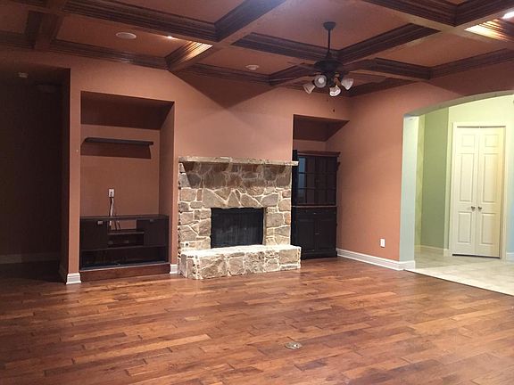 Living Room with Stone Fireplace