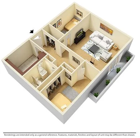 Floor plan 2 Bed 1 Bath