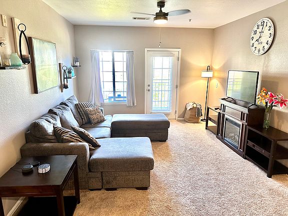 Front living room and door to private patio