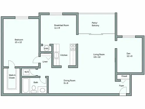 Floor plan Essex Den - Gardens