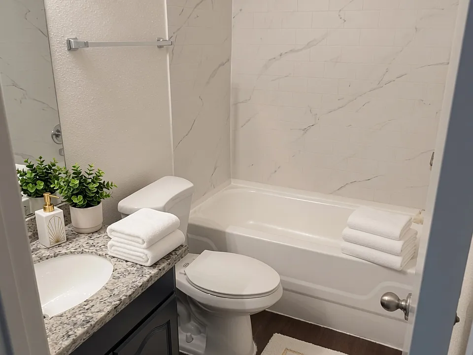 Updated bathrooms with premium finishes brings luxury to every day life.