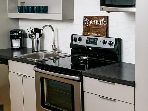 Updated kitchen with stainless steel appliances
