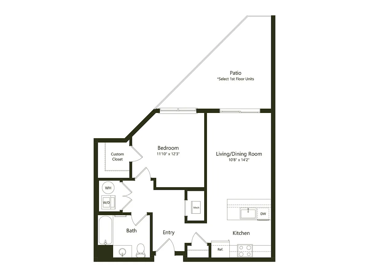 Floor plan A02 - 1X1
