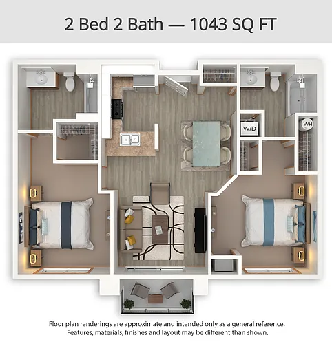 Floor plan 2 Bed 2 Bath (B5)