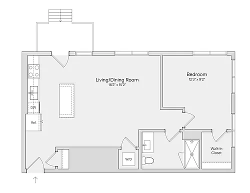 Floor plan 1BR 1BA (776 SF)