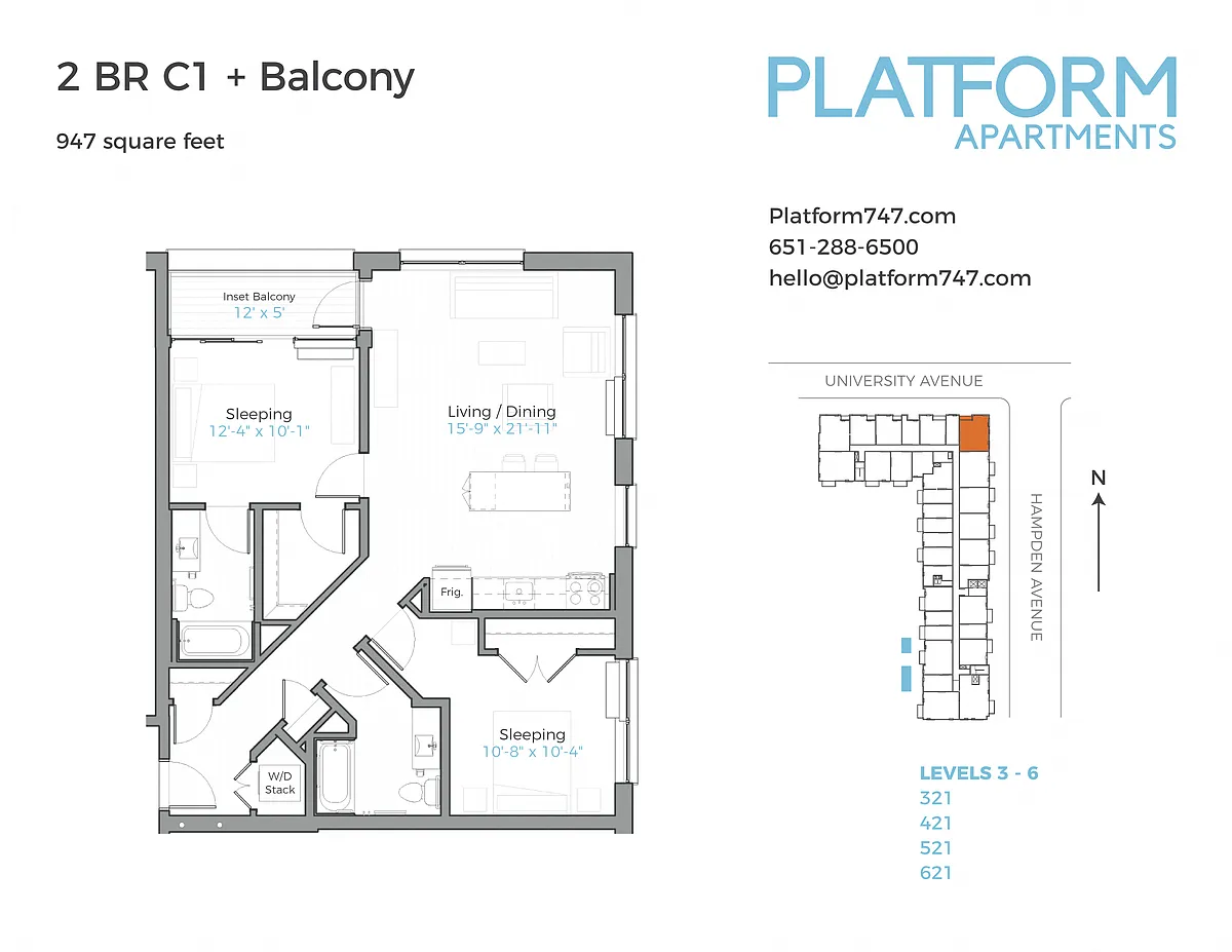 Floor plan Two Bedroom C1
