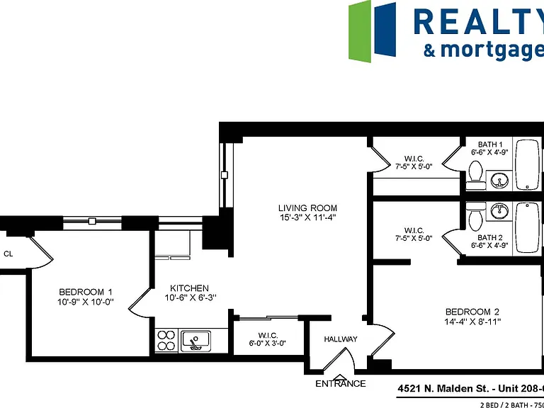 Apts. 208-608 Two Bedroom Floor Plan Apts. 208-608 Two Bedroom Floor Plan