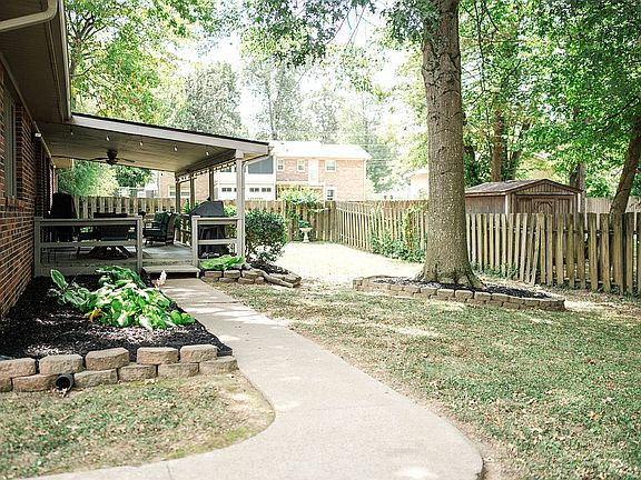 Shaded and fenced back yard 